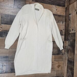 Peruvian Link Alpaca Collection Open Front Cardigan Sweater Heavy White One Size